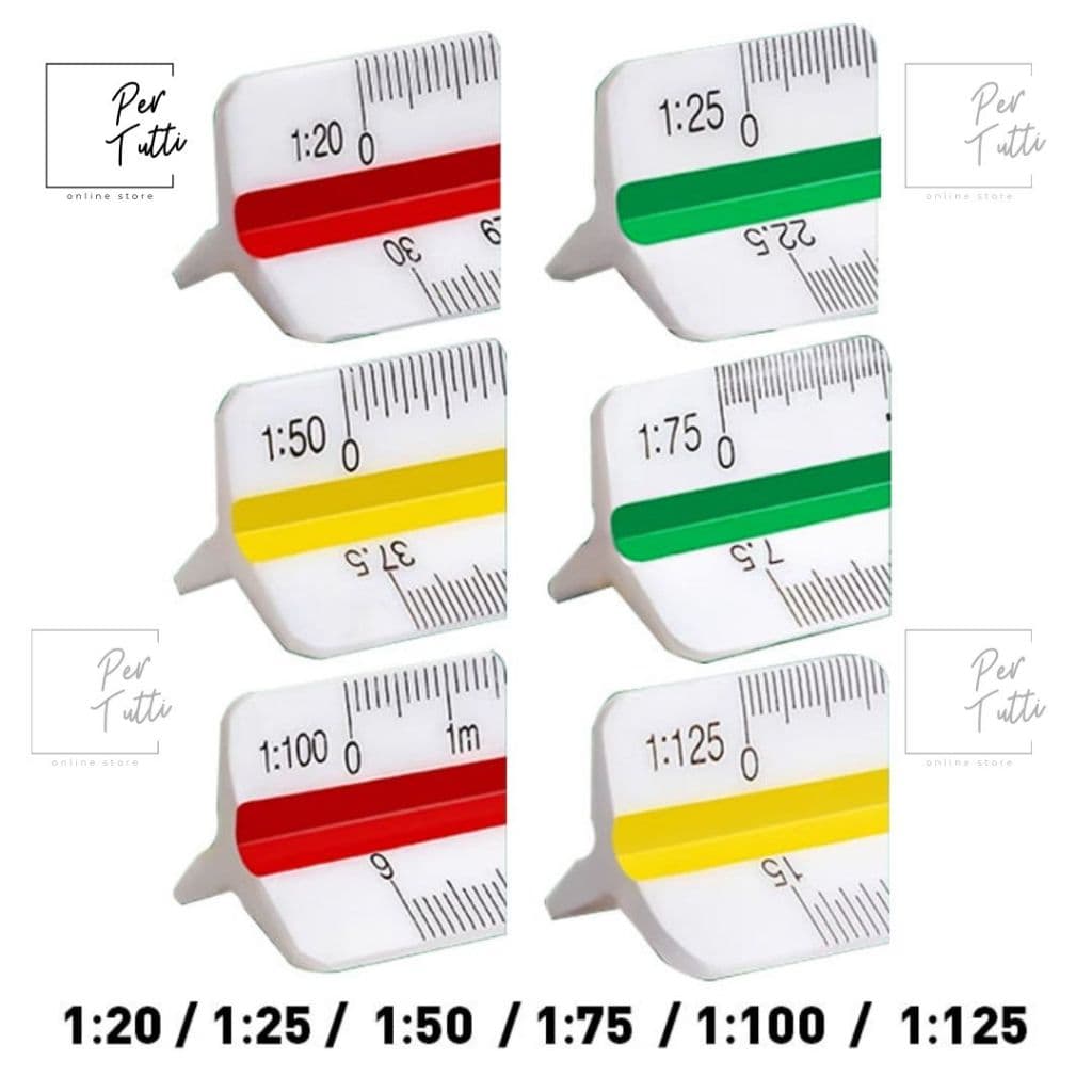 Régua Escalímetro Triangular 30 cm de Plastico Com 6 Escalas Blister