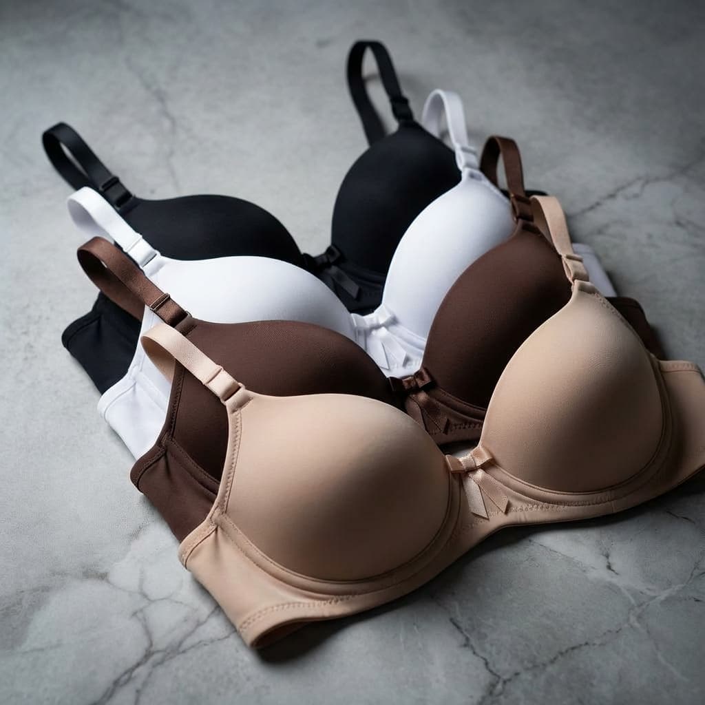 Kit com 4 Sutiãs Lisos Femininos Básicos com Bojo Estruturado