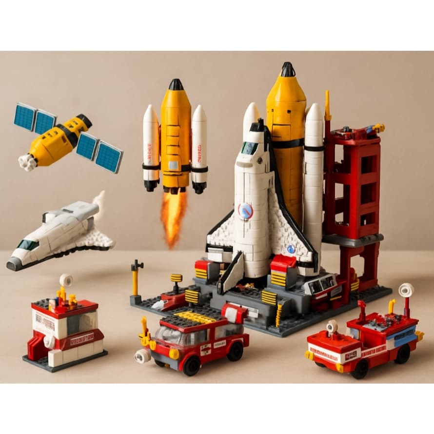 BLOCOS DE MONTAR TORRE DE FOGUETES OU 6 DIFERENTES BRINQUEDOS  – PACOTE COM 1000 PEÇAS – 6 EM 1