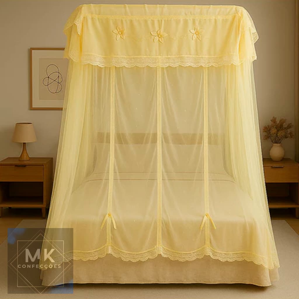 Mosquiteiro Casal/Queen Peruano Com Armação Luxo Mosquiteiro Completo com Armação Casal Box e Queen