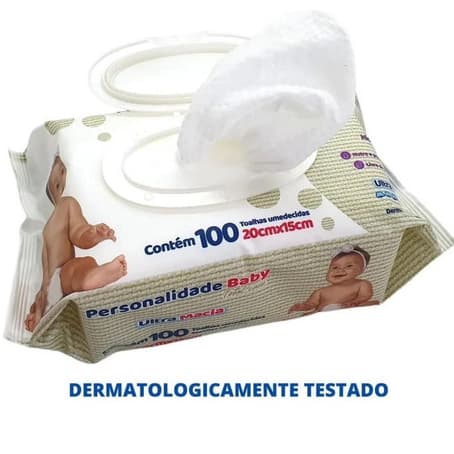 Kit 300 Lenço Umedecido Bebê Personalidade Baby 100un cada Toalha Umedecida Recem Nascido