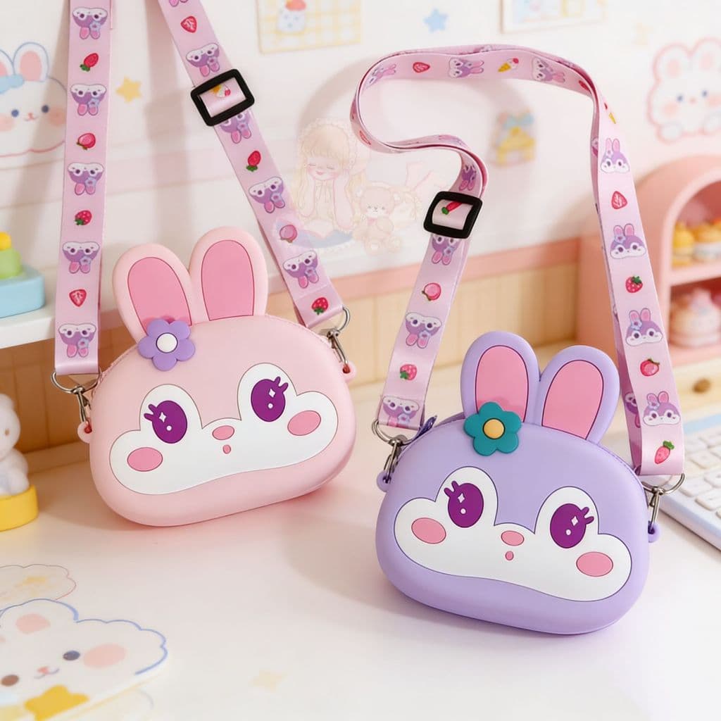 Bolsa De Silicone Infantil Criança Menina Coelho fofo pop Tiracolo Presente de Páscoa