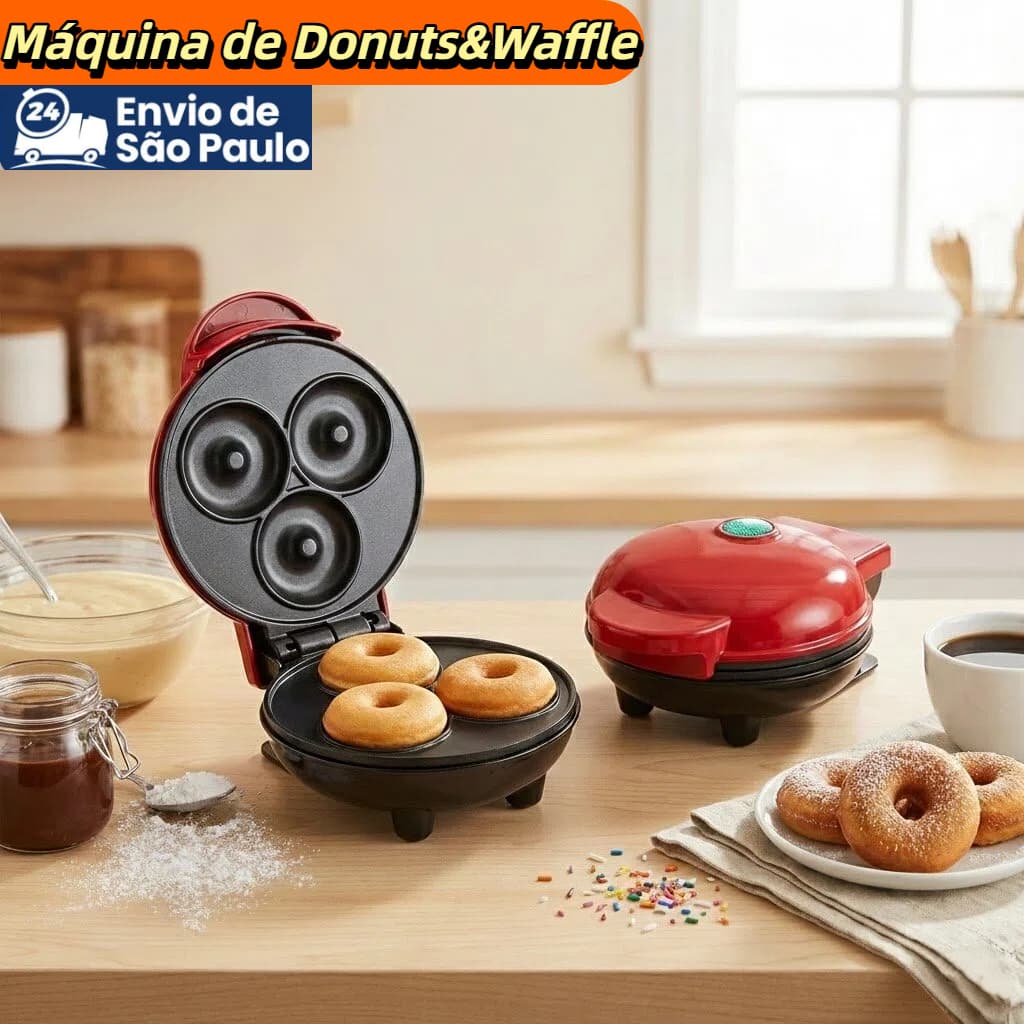 Panela Elétrica De Waffle/Donuts Maker Mini Ferro Panquecas Automático 110V