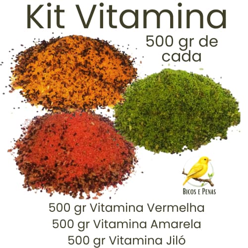 Kit Vitaminas Farinhada - Jiló + Vermelha + Amarela para Pássaros Canários - 500 gr cada