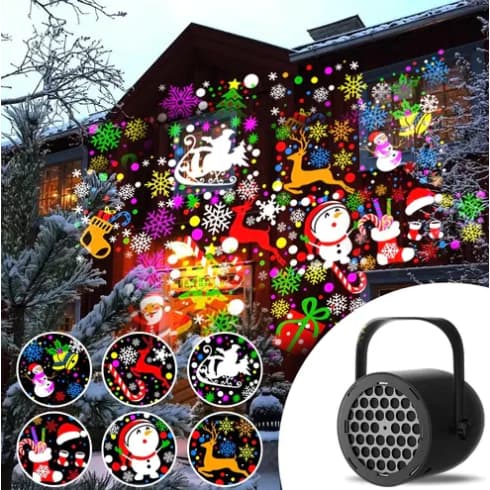 Projetor Natalino Refletor Luzes de Natal Com 16 Desenhos 3D A Laser Decorativo Bivolt Portátil