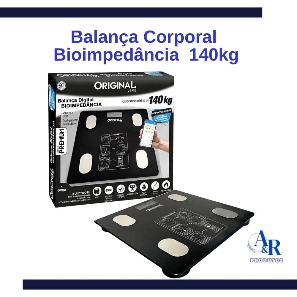 Balança Corporal Bioimpedância Bluetooth Aplicativo 140kg