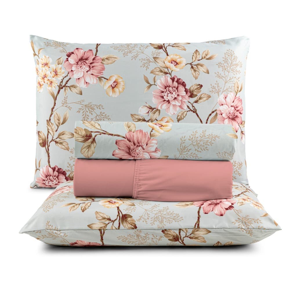 Jogo De Cama Lençol Casal Padrão Box 04 Peças Micropercal 200 Fios