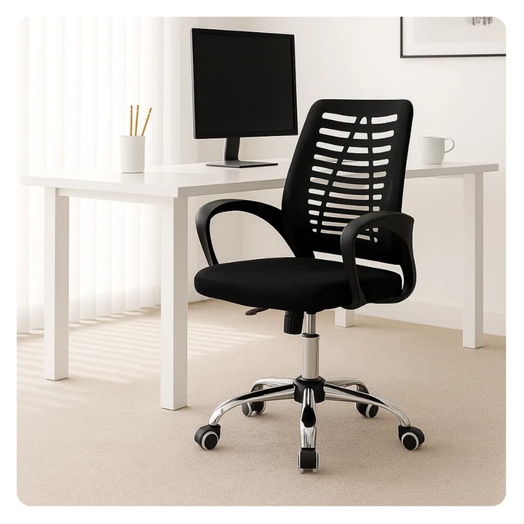 Cadeira Escritório Ergonômica Encosto Tela Mesh Giratória Preta