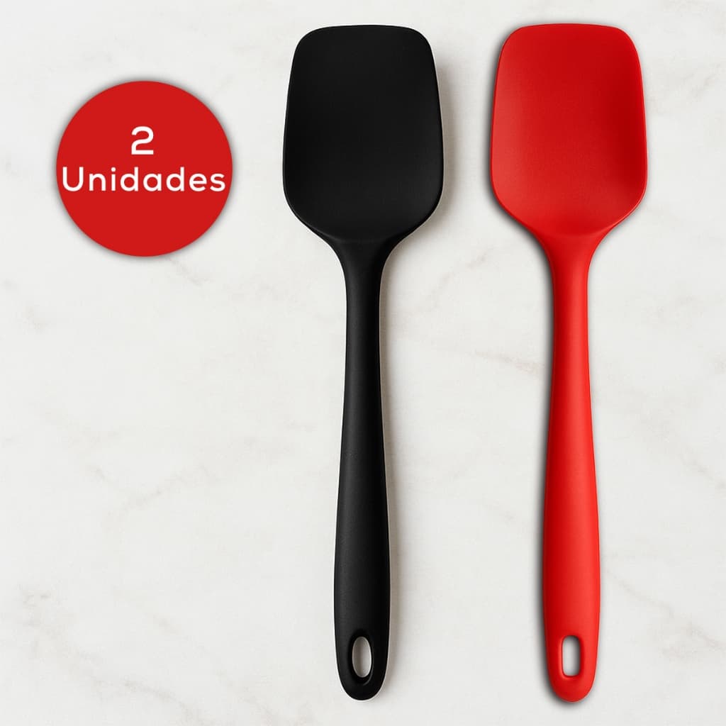 Kit 2 Espátula Silicone Dura Colher para Bolo De Cozinha Resistente Multiuso 27cm Decorativa