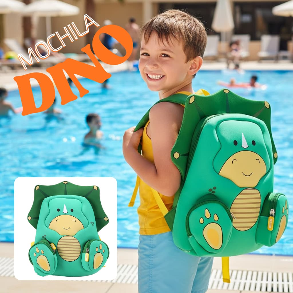 MOCHILA INFANTIL DINOSSAURO NEOPRENE PREMIUM 3D | Impermeável | Ergonômica | Escolar Passeio