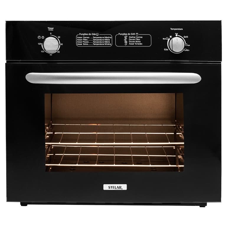 Forno a Gás de Embutir Stelar Due 55L Preto GLP ou Gás Natural GN