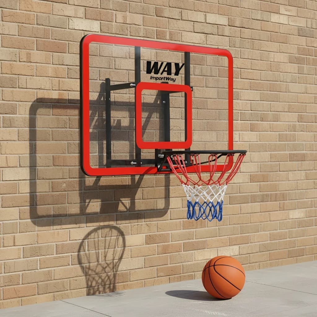 Tabela de Basquete 120x80cm Importway – Aro Completo com Rede Reforçada Rede Durável