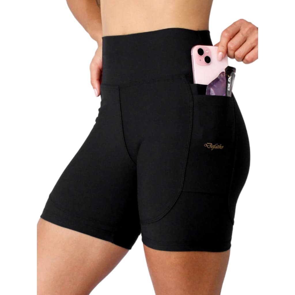 Shorts De Compressão Feminino Para Corrida Colorido Anti-pilling Cós Alto Costura Dupla Com 4 Bolsos