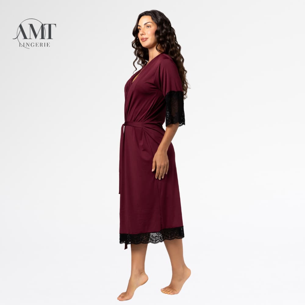 Robe Longo Luxo Feminino com Renda – Roupão Elegante, Confortável e Sofisticado para Noite e Dia