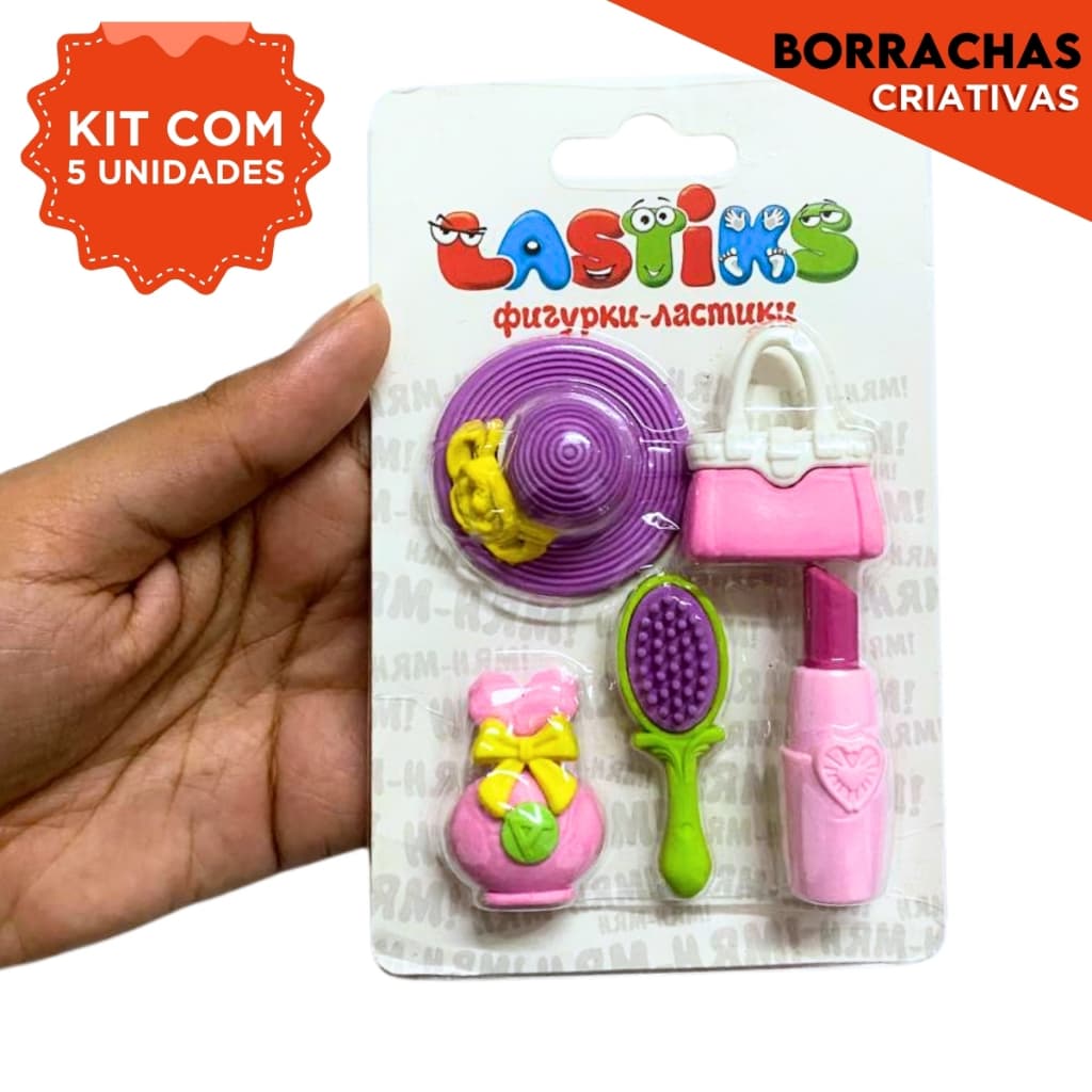 Kit Borrachas Criativas Infantil Coloridas Temática Para Crianças Estudar e Brincar - MN