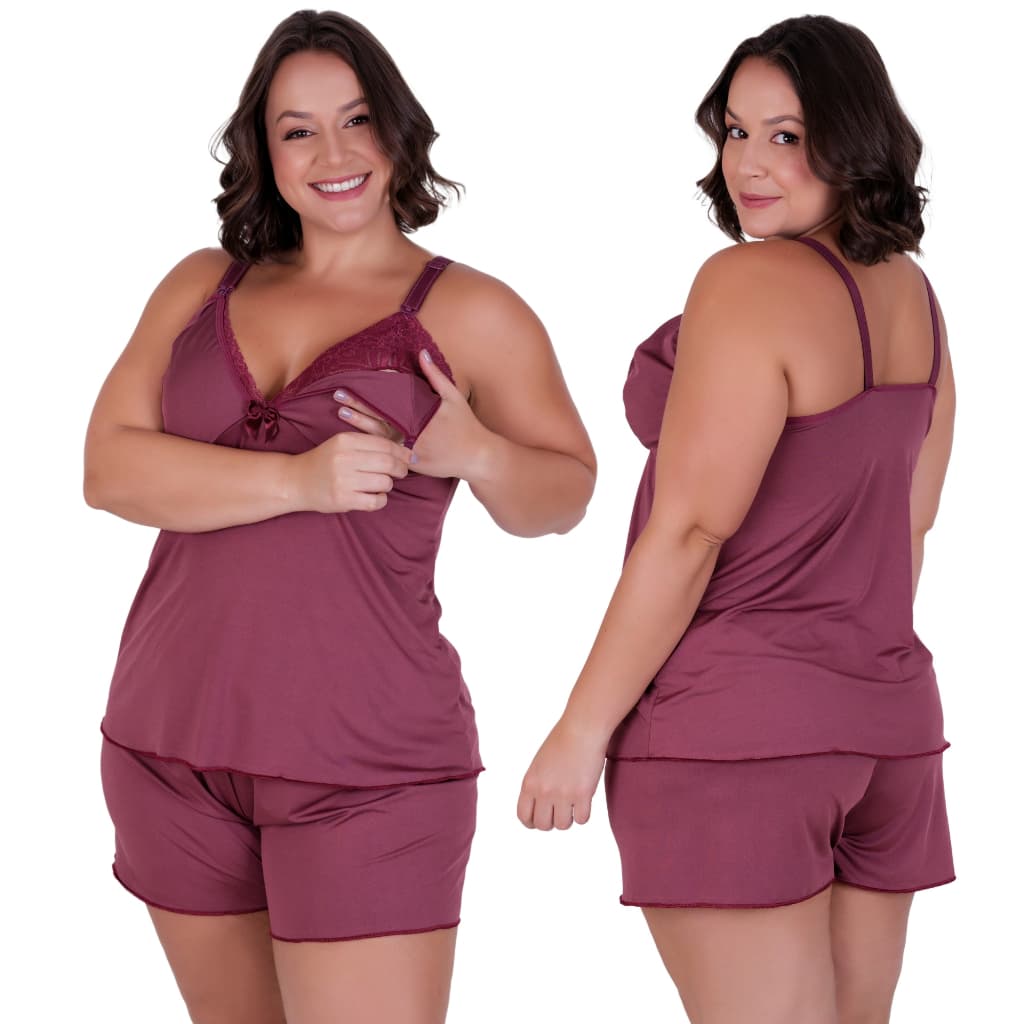 Baby Doll Amamentação Plus Size Short Doll Pós Parto Abre Fácil