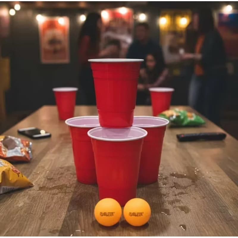 JOGO DE BEBIDAS BEER PONG | 500ML CADA COPO | COM 4 BOLINHAS | JOGOS | PEGADINHAS | BRINCADEIRAS | APOSTAS | FESTA