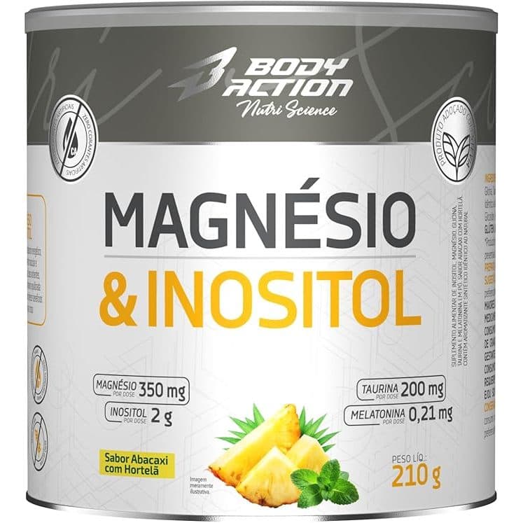 Magnésio Inositol 210g / Melatonina Body Action - Relaxamento Zero Açúcar Zero Glúten já