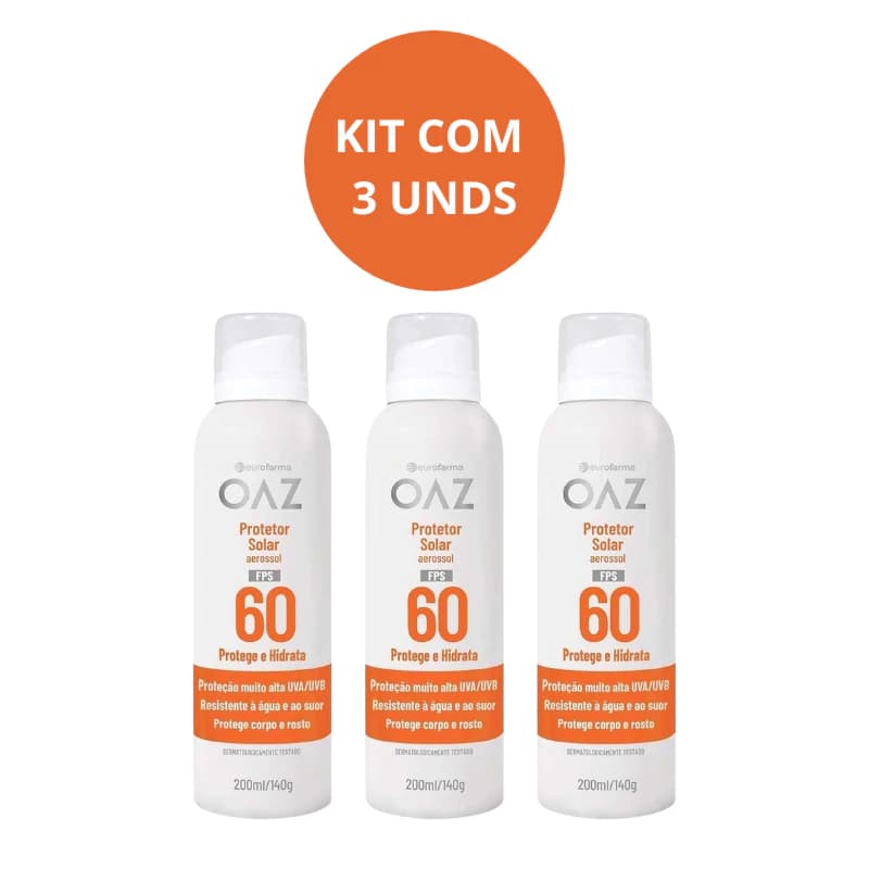 KIT C/3 Protetor Solar Aerosol OAZ FPS 60 - 200ml
