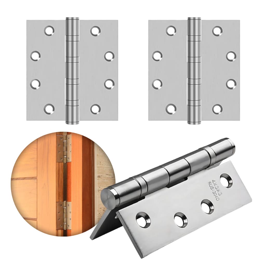 Kit 3 Dobradiças Para Portas de Madeira Rolamento Inox Escovada 4x3x2,5mm