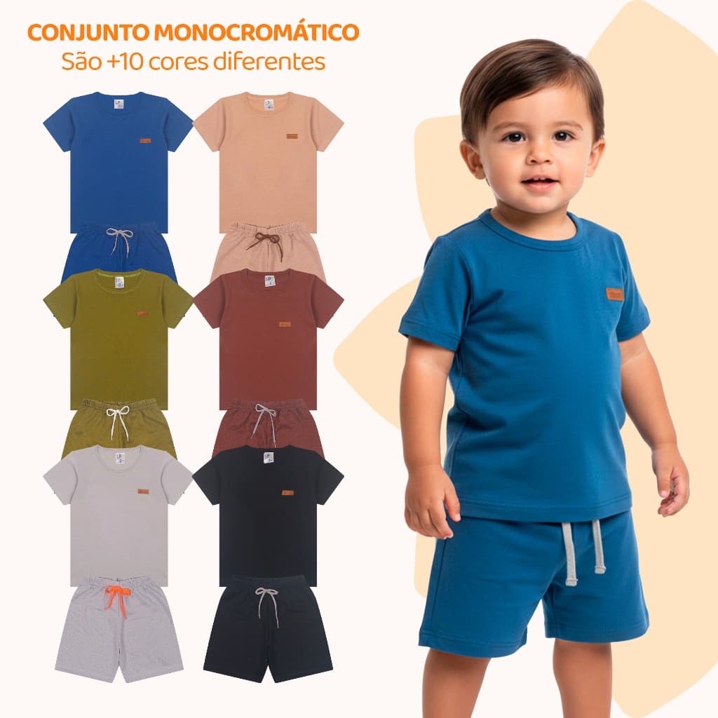 Kit 2, 6 ou 10 Peças de Roupa Conjunto Bebê Menino Masculino Minimalista Monocromático Verão Infantil Menino