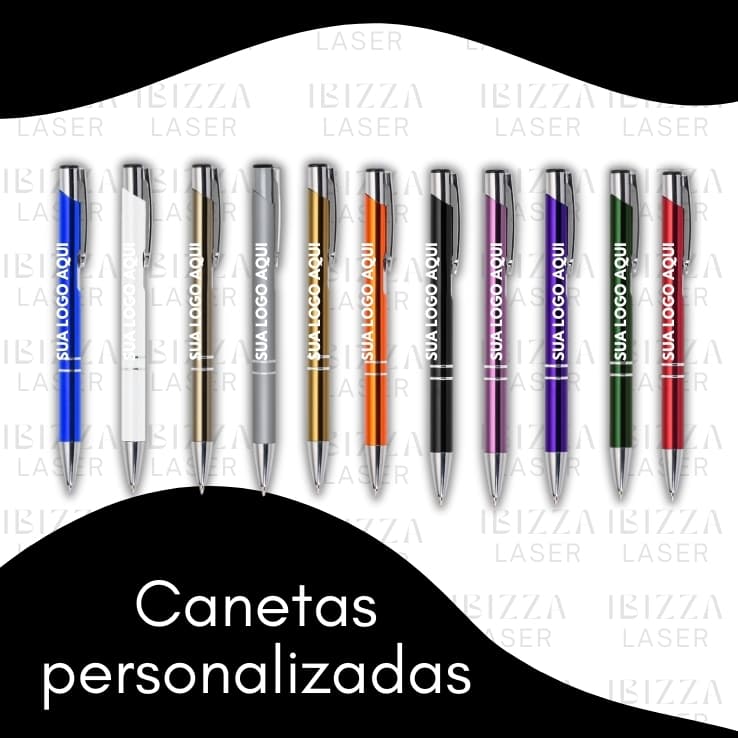 Kit 10 Caneta Metal Personalizada com Seu Nome/Logo a Laser