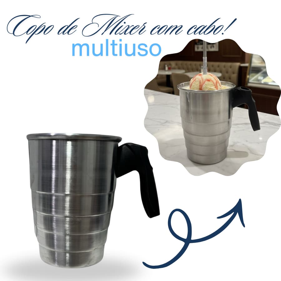 Copo para mixer resistente em aluminio perfeito para milkshake e drinks