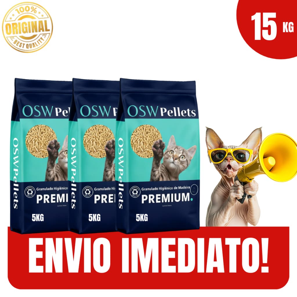 Granulado Higiênico de Madeira Absorção Total Anti-Odor Premium 5/10/15/20kg - Envio Imediato
