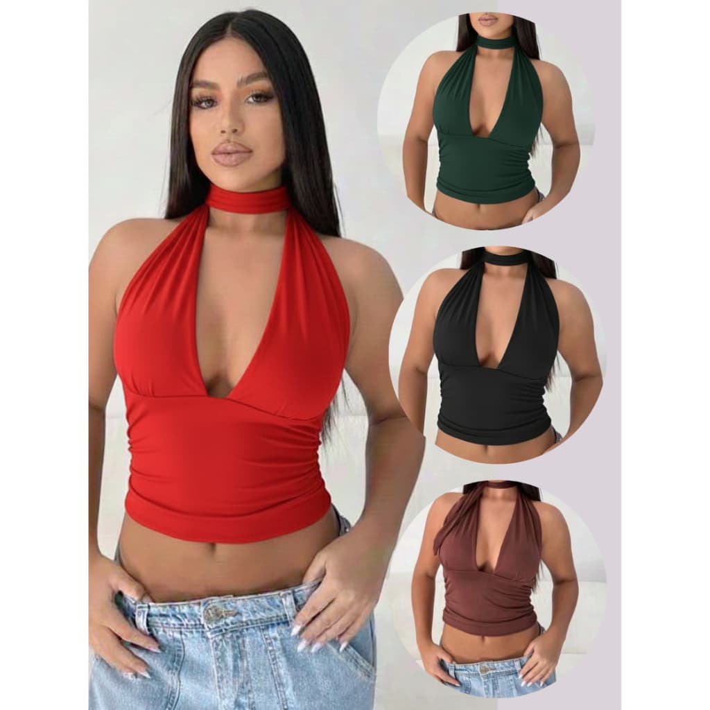 Cropped Modelo Jade/Livia  com bojo tecido suplex Premium - Tamanho Único - Moda Atual Cod 009