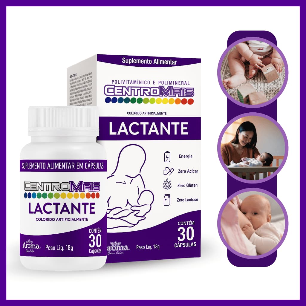 Centromais Lactante 30 Cápsulas Suporte Nutricional Pós-Parto e Aleitamento 19 Nutrientes Essenciais