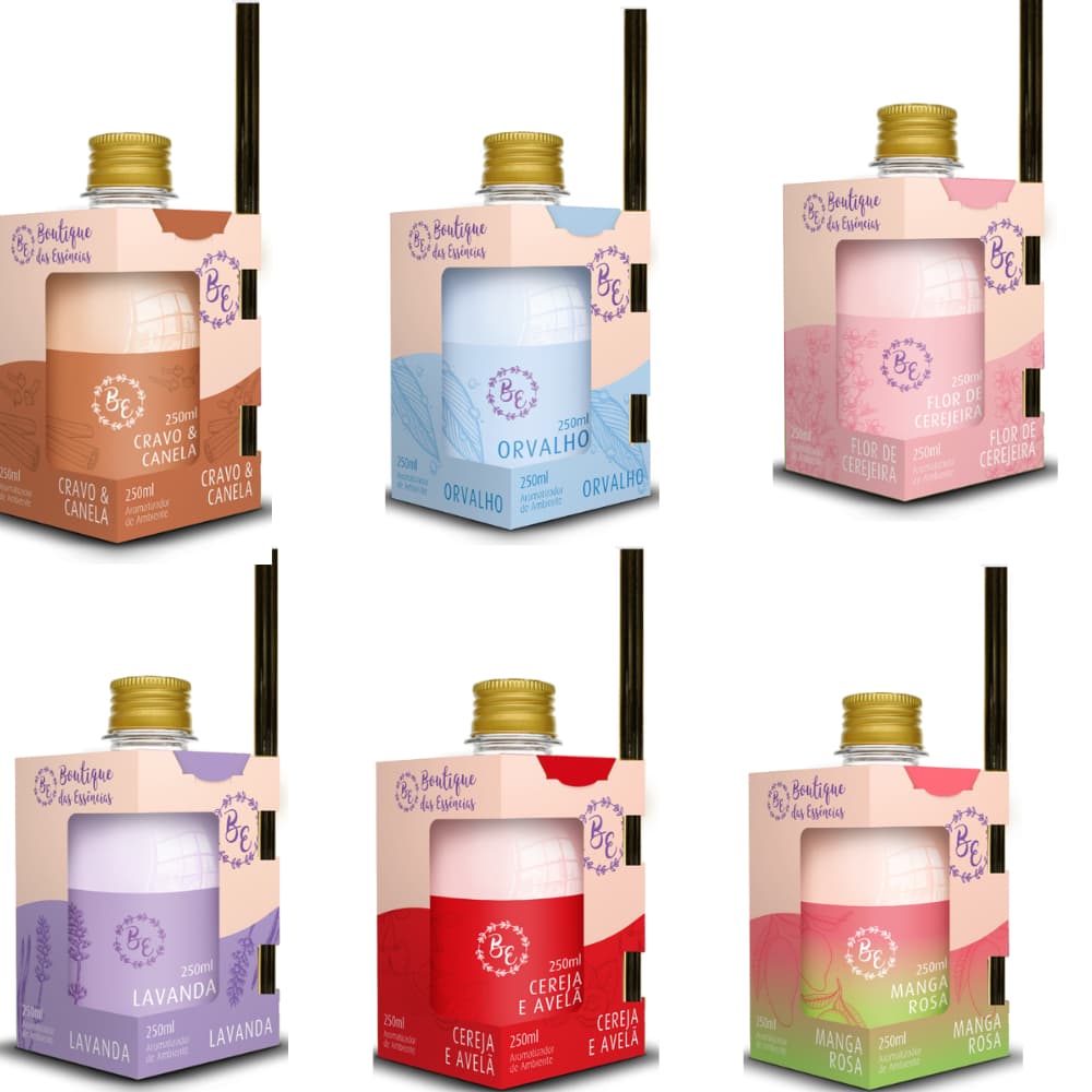 6 Difusor/Cheirinho Aromatizador De Ambiente Boutique 250 ml Escolha Os Aromas