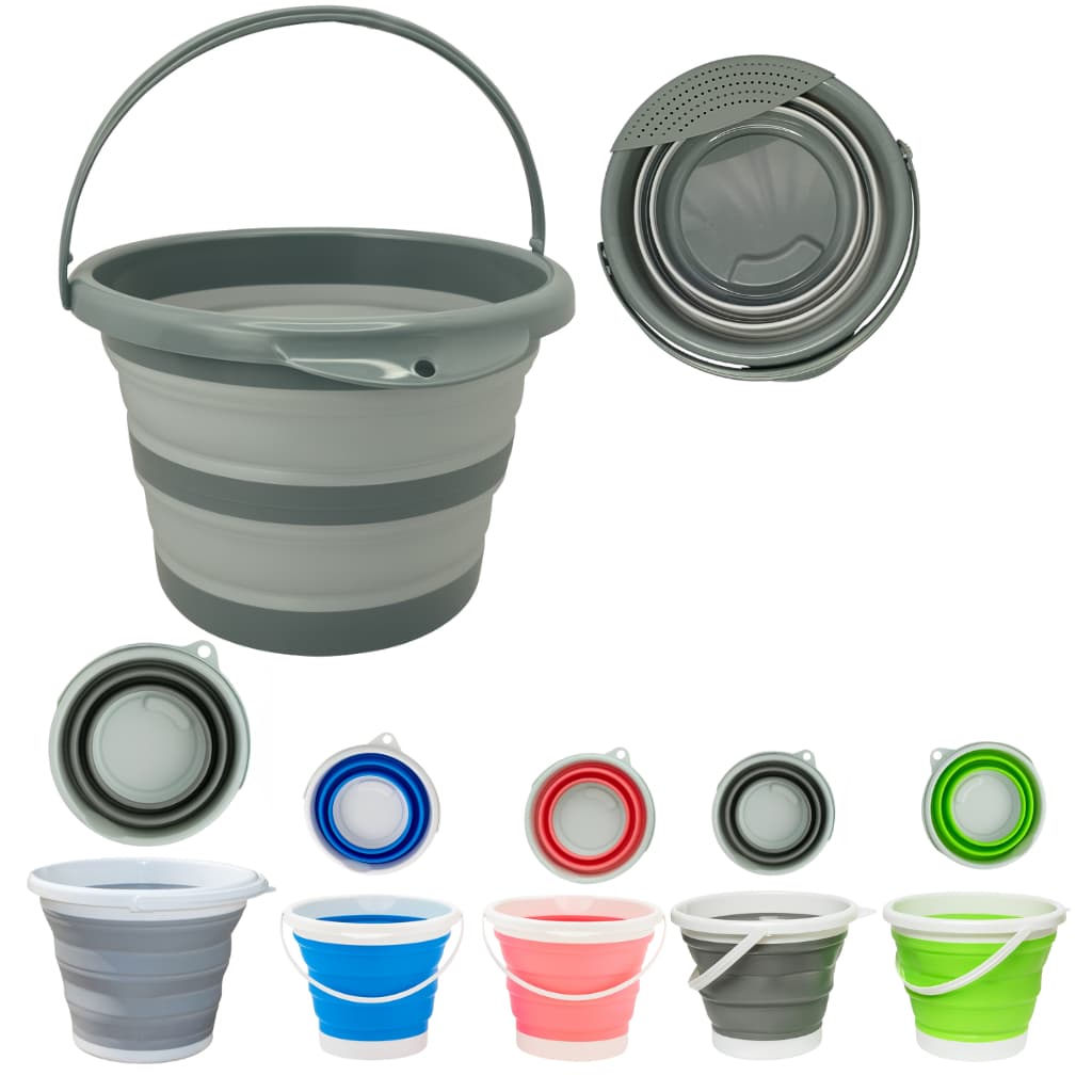 Balde Dobrável 3 5 10 Litros Retrátil de Silicone Multiuso