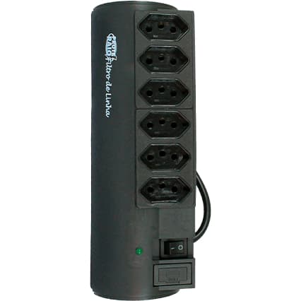 Filtro De Linha 6 Tomadas Bivolt  - Pw Cor Preto 127V/220V