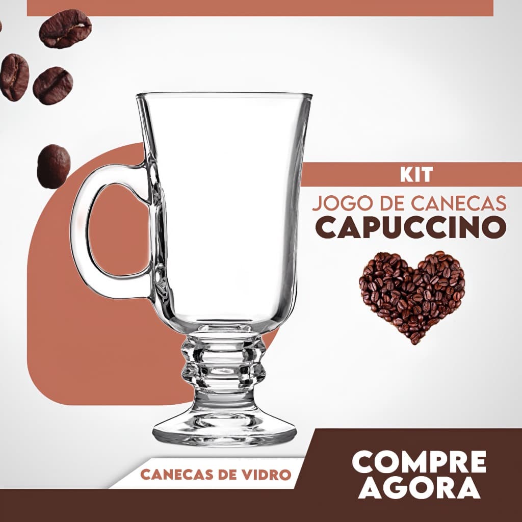 Jogo Com 6 Peças Canecas Xícara 120ml Capuccino Nespresso Café Em Vidro Irish Coffee