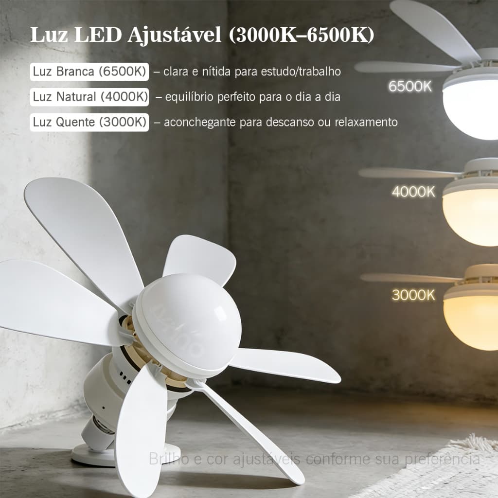 Ventilador Teto 60W Com Lâmpada Silencioso Controle Remoto 42 Cm