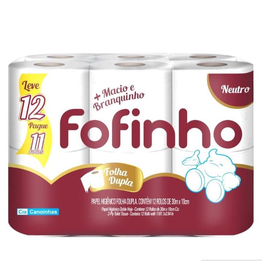 Kit Papel Higiênico Fofinho folha dupla 48 rolos 30m