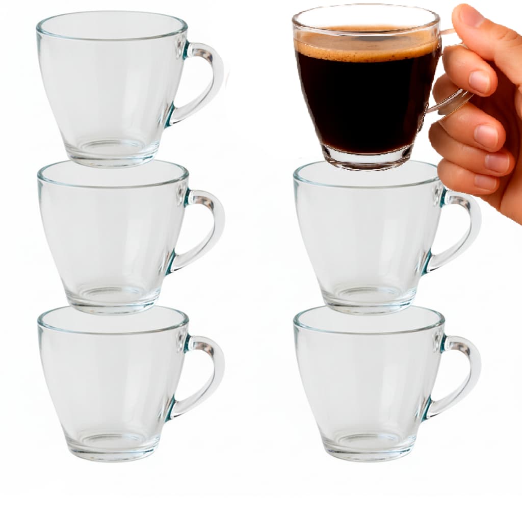 Jogo de Xícaras de Cafe 6 Peças 90ml em Vidro Resistente Cha e Leite Fratelli