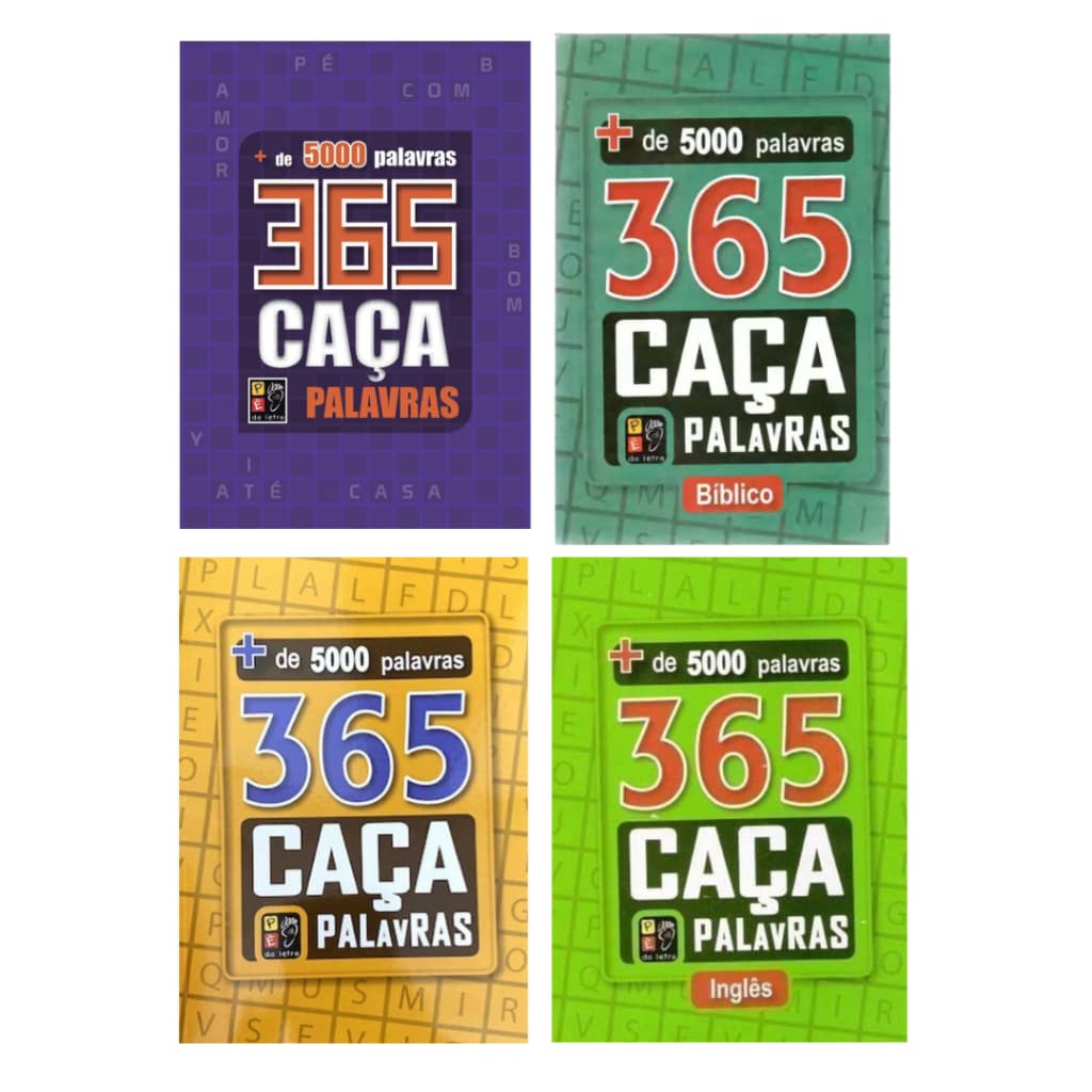 Kit com 4 Livros 365 Caca Palavras + 20 mil Palavras