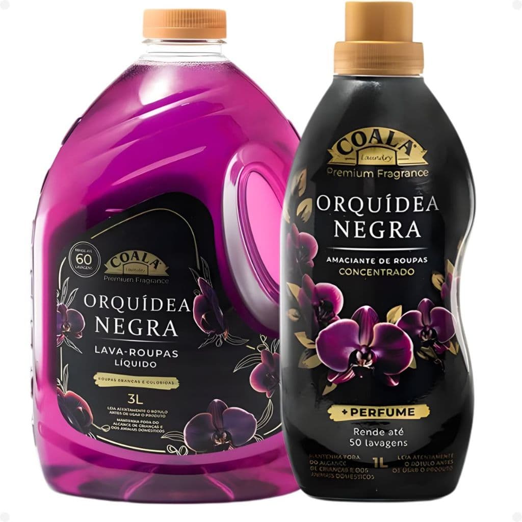 Kit Coala Laundry Orquídea Negra: Lava-Roupas Líquido 3L e Amaciante Concentrado 1L