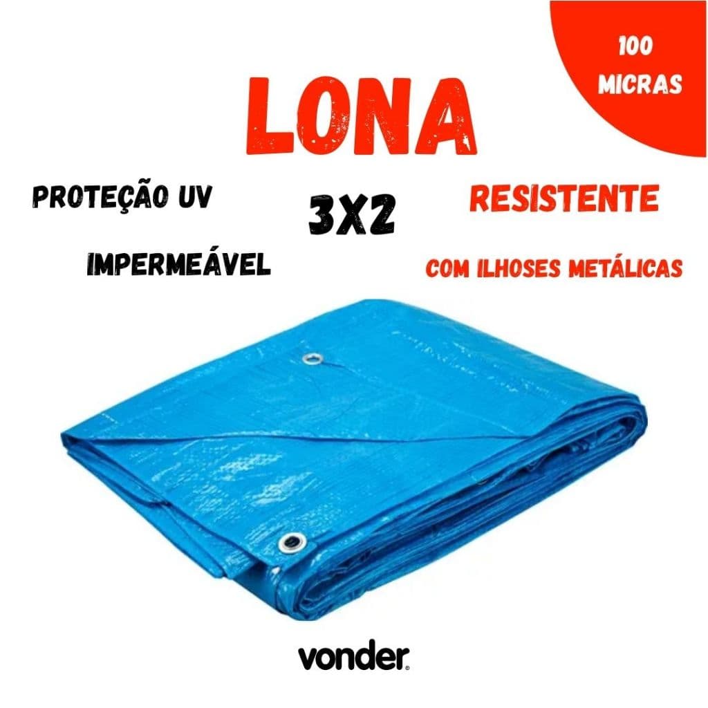 Lona Impermeável Azul 3x2 Metros Multiuso com Ilhós Reforçados – Telhado, Camping e Coberturas