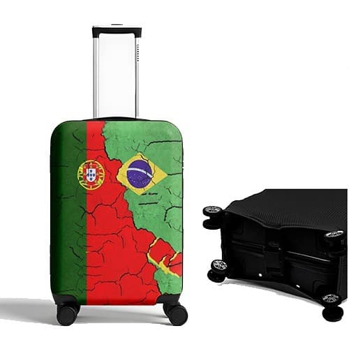 Capa Para Mala Protetora Personalizada Brasil Portugal flag