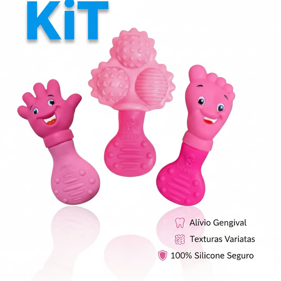 Kit Mordedor para Bebê Infantil Macio Dentição Gengiva
