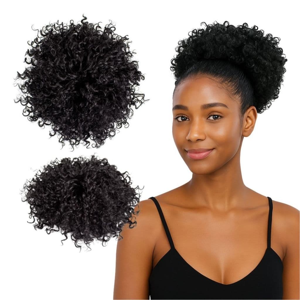 Aplique Coque Cacheado Afro Puff - Fibra Orgânica