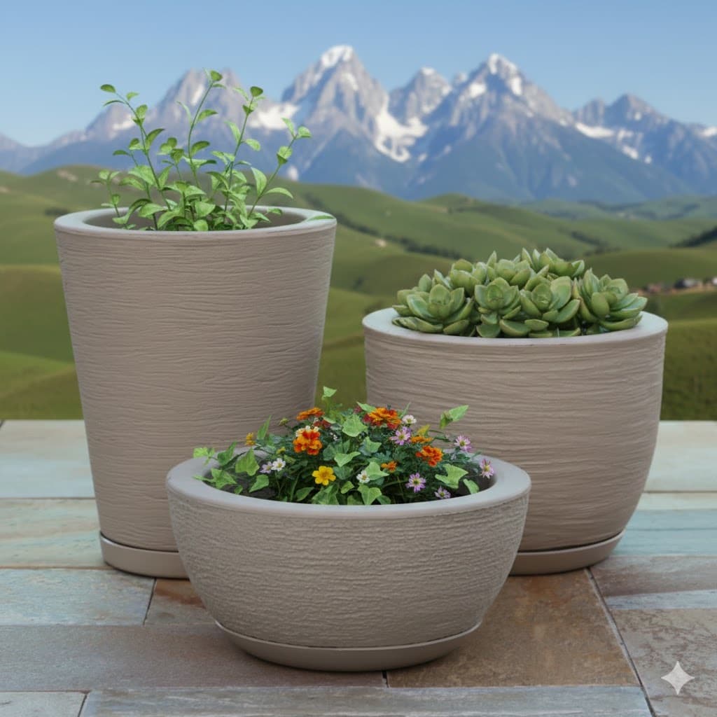 Kit 3 Vasos decorativo Bojo Diamante 3D Bacia Escovada Para  Plantas Jardim Casa com prato coletor