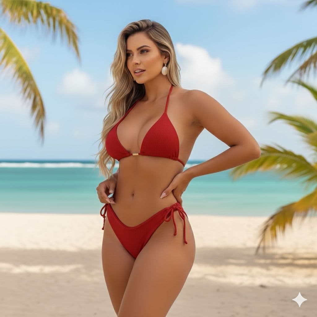 Biquíni Feminino Fio Dental Cortininha Com Bojo com forro interno