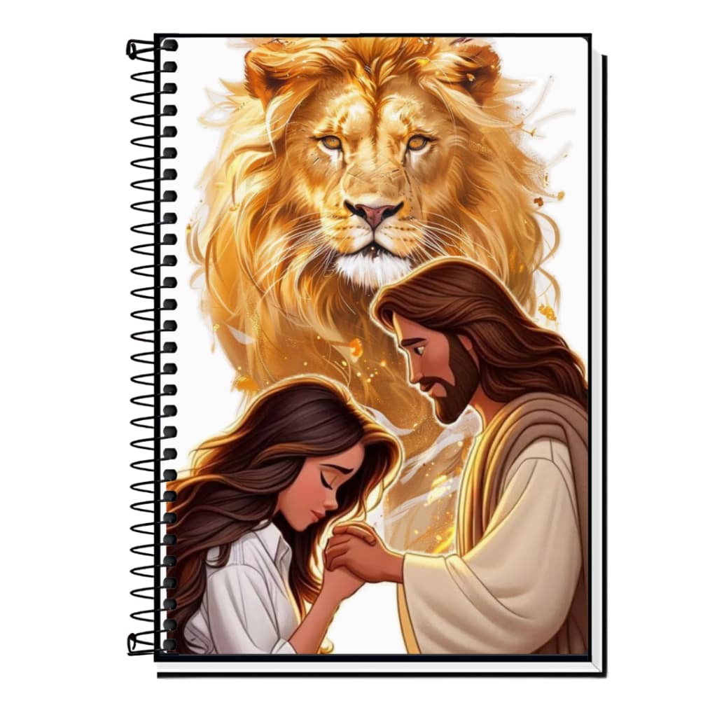 Caderno Devocional Cristão Feminino | Leão de Judá  - Capa Dura & Espiral Resistente – 1,10,15 e 20 Matérias | Oração