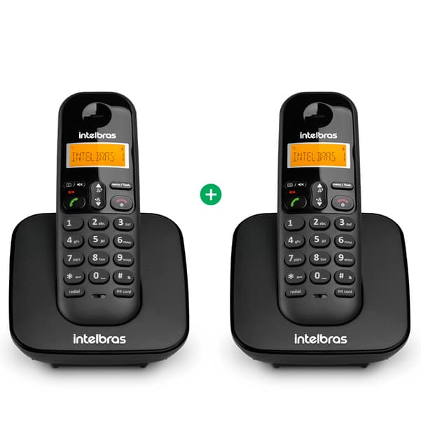 Kit Telefone sem Fio + Ramal Adicional TS 3112 Preto Com Identificador de Chamadas Intelbras