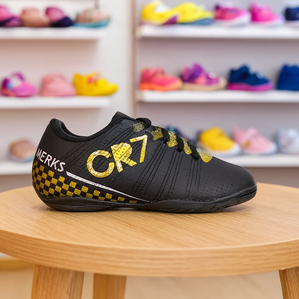 Chuteira Futsal Infantil  Quadra Salao Tênis Futebol Cr7 Copa Macia Leve e Resistente