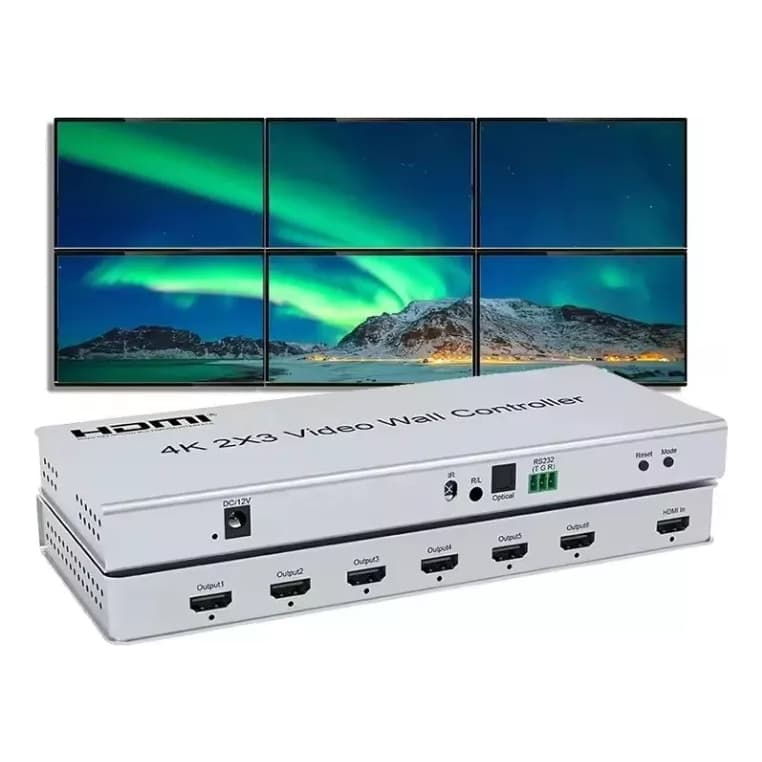 Vídeo Wall Hdmi 2x3 Hdmi 2.0 4k, 6 Telas Saida Optica Controller