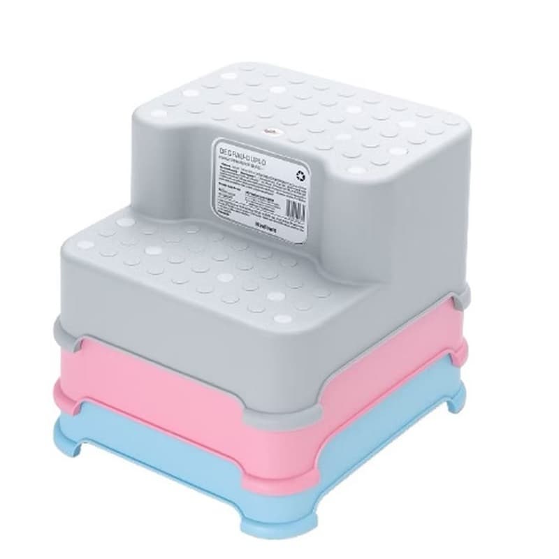 Escadinha Infantil c/ 2 Degraus Antiderrapante p/ Vaso Pia Rosa Escada com Degrau Bebê inmetro Rosa